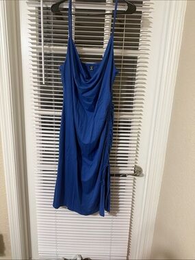 SHEIN Royal Blue Cowl Neck Spaghetti Strap Midi Dress